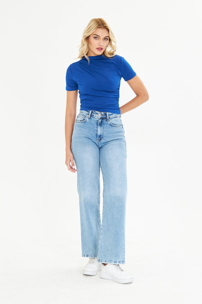 Drape Detaylı Fitted Örme Bluz
