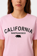 Pembe California Baskılı Tişört