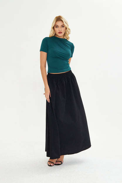 Drape Detaylı Fitted Örme Bluz