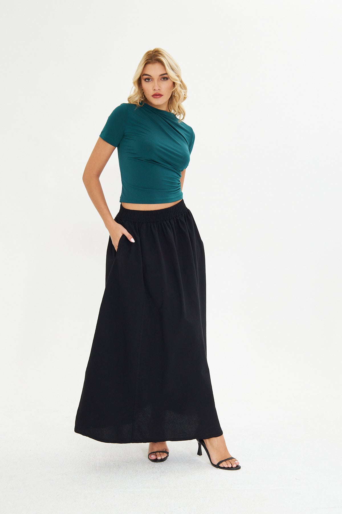 Drape Detaylı Fitted Örme Bluz