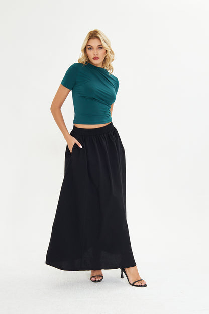 Drape Detaylı Fitted Örme Bluz