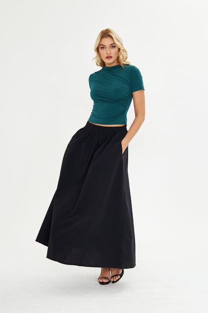 Drape Detaylı Fitted Örme Bluz