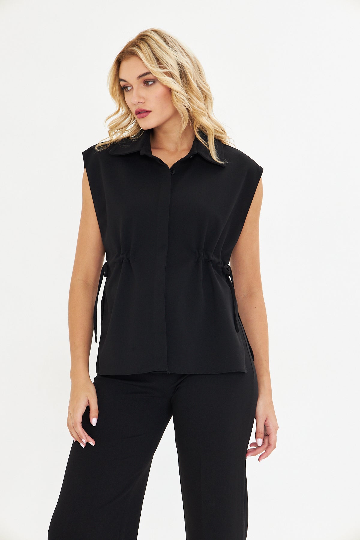 Yandan Bağlamalı Uzun Yelek